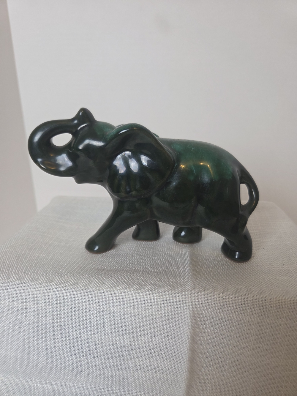 Decorative Green Ceramic Elephant Sculpture Art
